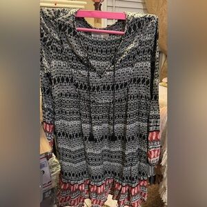 Time and Tru Women's 100% Cotton size LARGE 
Tiered Ruffle Dress LIKE NEW SMOKE